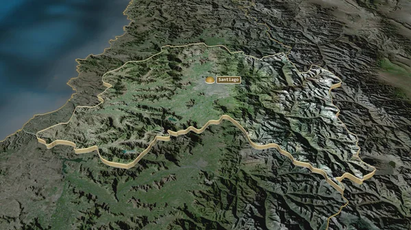 Zooma Region Metropolitana Santiago Regionen Chile Extruderad Svagt Perspektiv Satellitbilder — Stockfoto