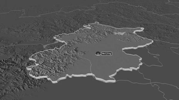 Zoom Pechino Comune Della Cina Estruso Prospettiva Obliqua Mappa Elevazione — Foto Stock