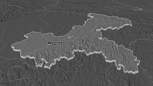 Чунцине Китайская Провинция Произошло Землетрясение Непристойная Перспектива Карта Высоты Билевель — стоковое фото
