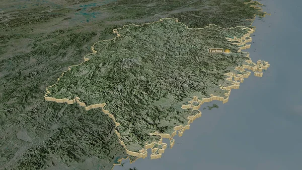 Zoom Auf Fujian Provinz China Schräge Perspektive Satellitenbilder Rendering — Stockfoto