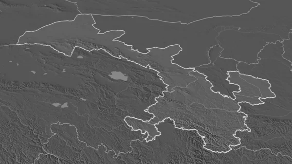 Ampliar Gansu Provincia China Esbozado Perspectiva Oblicua Mapa Elevación Bilevel — Foto de Stock