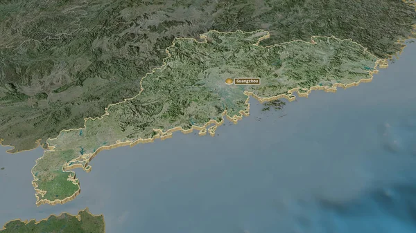 Zoom Sur Guangdong Province Chine Extrudé Perspective Oblique Imagerie Satellite — Photo