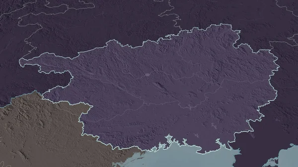 Zoom Guangxi Regione Autonoma Della Cina Delineato Prospettiva Obliqua Mappa — Foto Stock