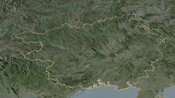 Zoom Ind Guangxi Autonome Region Kina Skitseret Skævt Perspektiv Satellitbilleder - Stock-foto