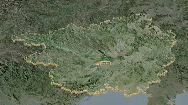 Zoom Auf Guangxi Autonome Region Chinas Schräge Perspektive Satellitenbilder Rendering — Stockfoto