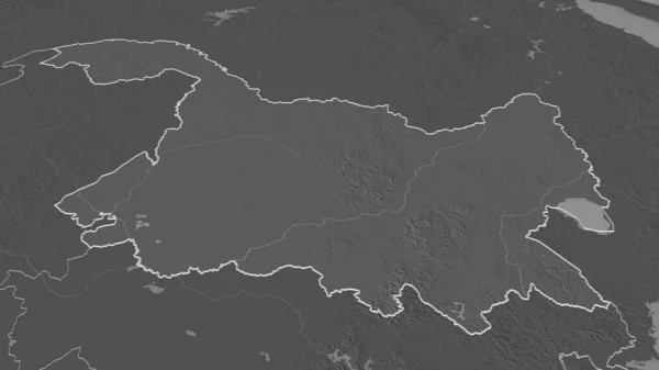 Zoom Heilongjiang Provincia Della Cina Delineato Prospettiva Obliqua Mappa Elevazione — Foto Stock