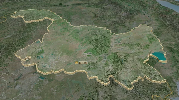 Zoom Auf Heilongjiang Provinz China Schräge Perspektive Satellitenbilder Rendering — Stockfoto