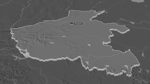 Ampliar Henan Provincia China Extruido Perspectiva Oblicua Mapa Elevación Bilevel — Foto de Stock