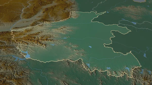Увеличь Хэнань Провинция Китая Наметил Непристойная Перспектива Карта Рельефа Поверхностными — стоковое фото