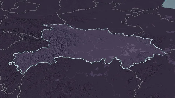 Ampliar Hubei Provincia China Esbozado Perspectiva Oblicua Mapa Coloreado Tocado — Foto de Stock