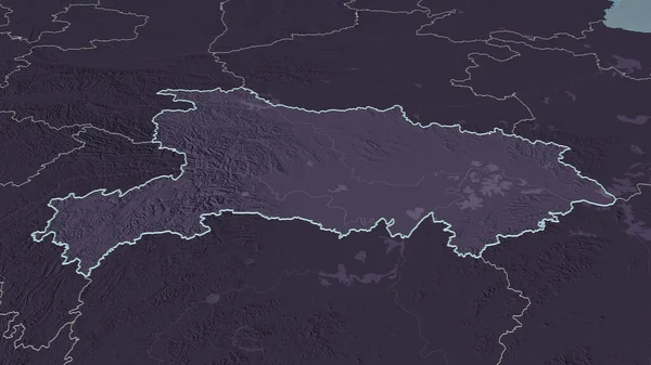 Přiblížit Hubei Provincie Čína Nastínil Úhlová Perspektiva Barevná Hrbolatá Mapa — Stock fotografie