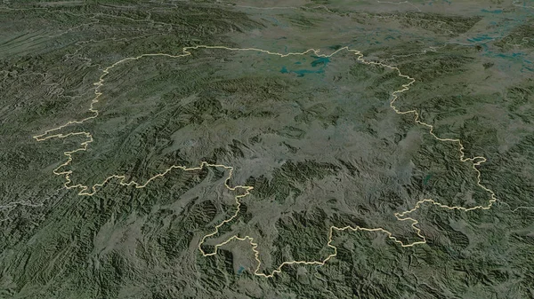 Zoom Hunan Província China Delineado Perspectiva Óbvia Imagens Satélite Renderização — Fotografia de Stock