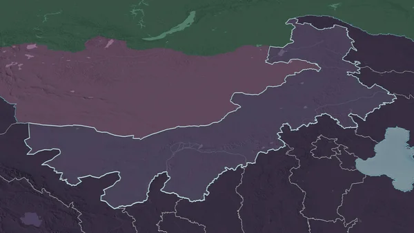 Zoom Nei Mongol Autonomous Region China Outlined Oblique Perspective Colored — Stock Photo, Image