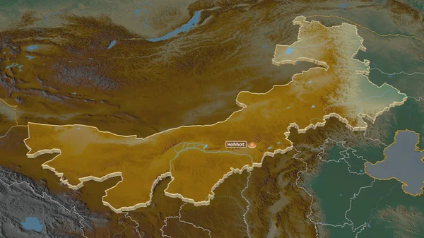 Zoom Nei Mongol Região Autônoma China Extrudido Perspectiva Óbvia Mapa — Fotografia de Stock
