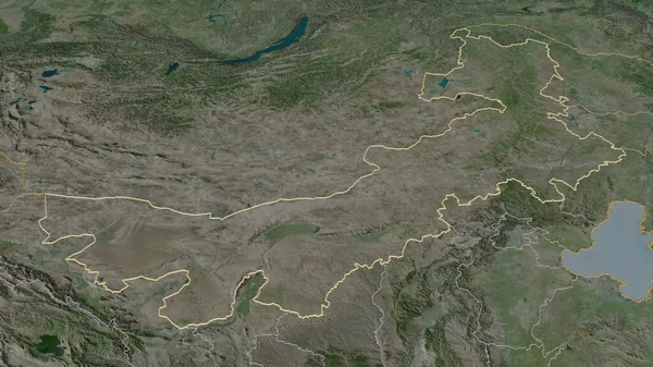 Zoom Nei Mongol Autonomous Region China Outlined Oblique Perspective Satellite — Stock Photo, Image
