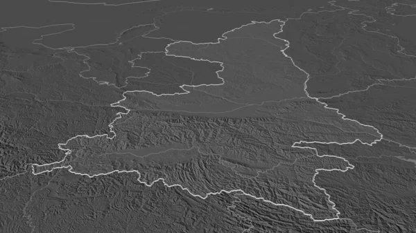 Powiększ Shaanxi Prowincja Chin Przedstawione Perspektywa Ukośna Dwupoziomowa Mapa Wysokości — Zdjęcie stockowe