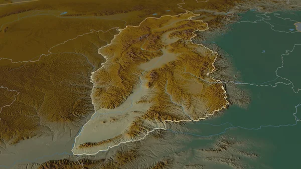 Powiększ Shanxi Prowincja Chin Zarysie Perspektywa Ukośna Mapa Pomocy Topograficznej — Zdjęcie stockowe