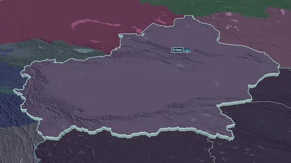 Zoom Xinjiang Uygur Regione Autonoma Della Cina Estruso Prospettiva Obliqua — Foto Stock