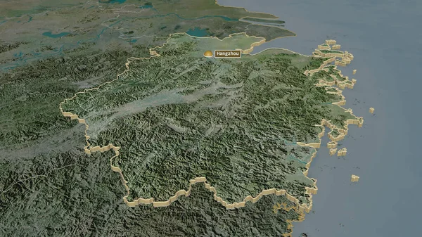Zhejiang Çin Ili Yakınlaştır Belirsiz Bir Bakış Açısı Uydu Görüntüleri — Stok fotoğraf