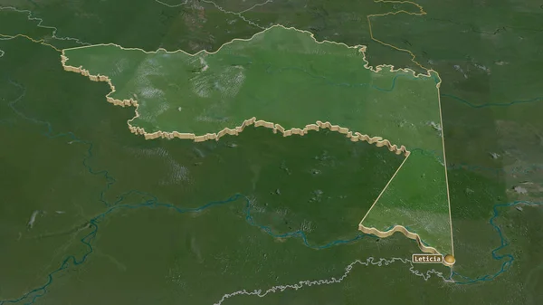 Zoom Amazonas Comissionário Colômbia Extrudido Perspectiva Óbvia Imagens Satélite Renderização — Fotografia de Stock