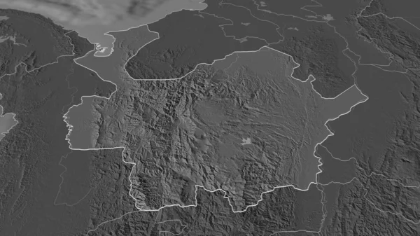 Ampliar Antioquia Departamento Colombia Esbozado Perspectiva Oblicua Mapa Elevación Bilevel — Foto de Stock