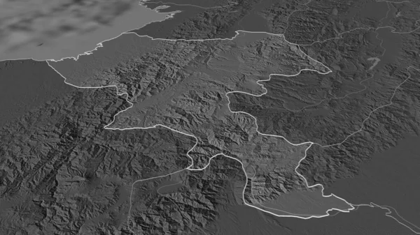 Zoom Cauca Dipartimento Della Colombia Delineato Prospettiva Obliqua Mappa Elevazione — Foto Stock