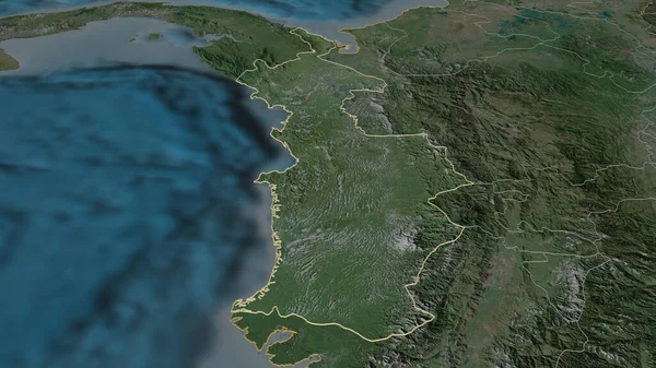 Увеличьте Масштаб Choco Департамент Колумбии Непристойная Перспектива Спутниковые Снимки Рендеринг — стоковое фото