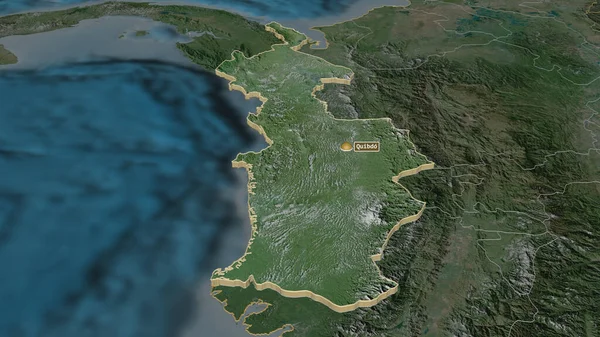 Zoom Choco Department Colombia Extruded Oblique Perspective Satellite Imagery Rendering — Stock Photo, Image