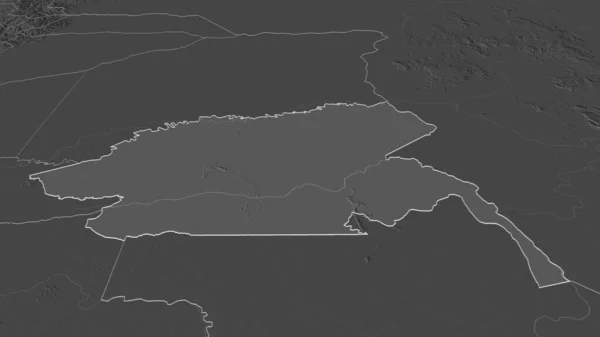 Zoom Sulla Guainia Commissariato Della Colombia Delineato Prospettiva Obliqua Mappa — Foto Stock