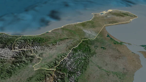 Zoom Guajira Dipartimento Della Colombia Delineato Prospettiva Obliqua Immagini Satellitari — Foto Stock