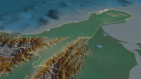 Zoom Guajira Dipartimento Della Colombia Delineato Prospettiva Obliqua Mappa Topografica — Foto Stock
