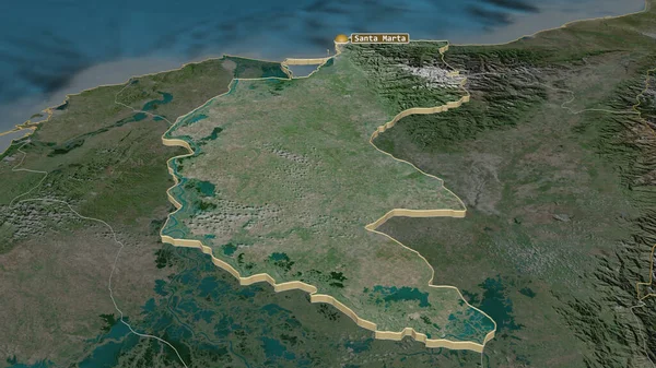 Zoom Auf Magdalena Departement Kolumbien Schräge Perspektive Satellitenbilder Rendering — Stockfoto
