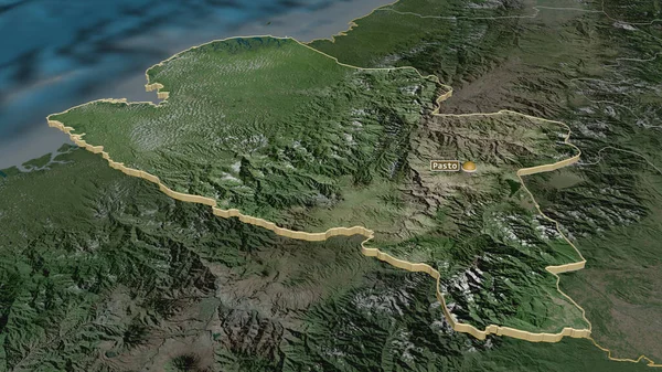 Vergrößern Sie Narino Department Kolumbien Extrudiert Schräge Perspektive Satellitenbilder Rendering — Stockfoto