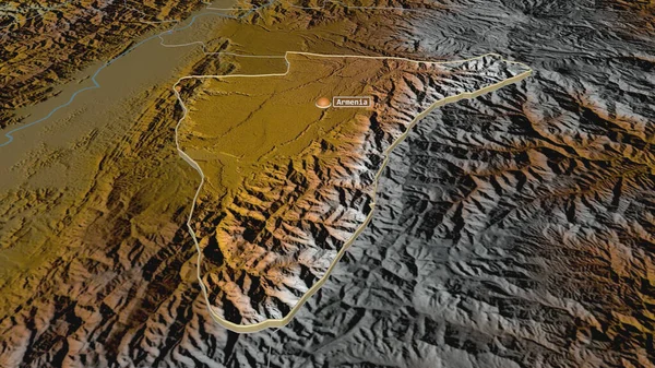 Ampliar Quindio Departamento Colombia Extruido Perspectiva Oblicua Mapa Topográfico Relieve — Foto de Stock
