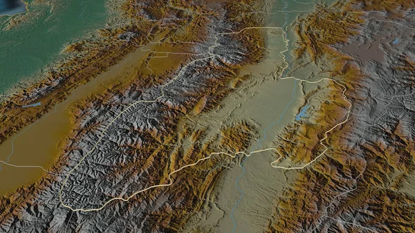 Zoom Tolima Departement Colombia Geschetst Obliek Perspectief Topografische Reliëfkaart Met — Stockfoto