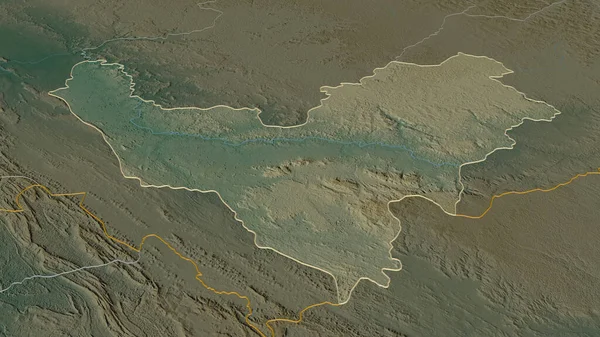 Zoom Bouenza Região República Congo Delineado Perspectiva Óbvia Mapa Topográfico — Fotografia de Stock