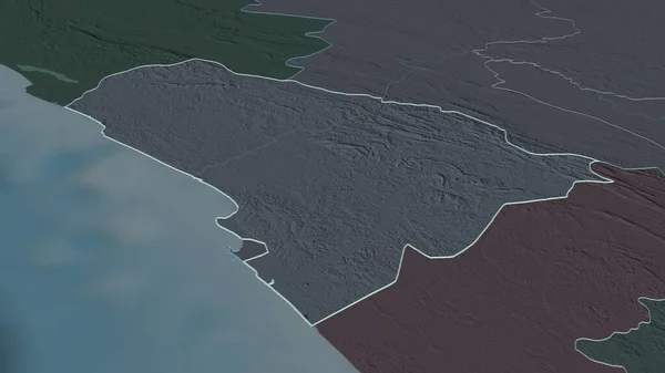 공화국 지역을 확대하여 약술하였다 관점이죠 색깔이 울퉁불퉁 구역의 지도는 지표수로 — 스톡 사진