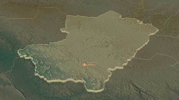 Zbliżenie Lekoumou Region Republiki Konga Wytłaczane Perspektywa Ukośna Mapa Pomocy — Zdjęcie stockowe