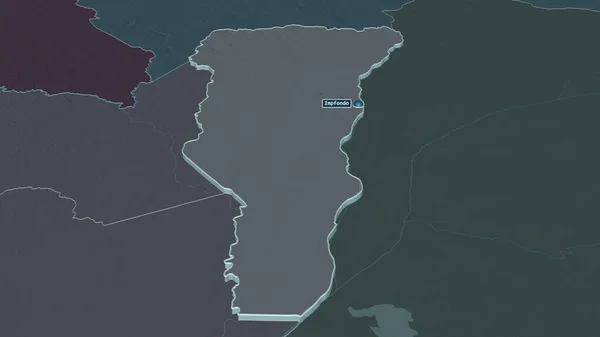 Запуск Ликуале Регион Республики Конго Экструдирован Непристойная Перспектива Цветная Карта — стоковое фото