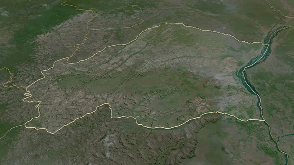Zoom Plateaux Regio Van Republiek Congo Geschetst Obliek Perspectief Satellietbeelden — Stockfoto