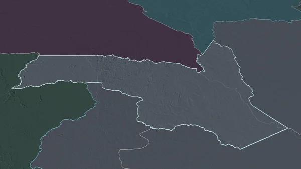 Увеличьте Сангу Регион Республики Конго Непристойная Перспектива Цветная Карта Административного — стоковое фото