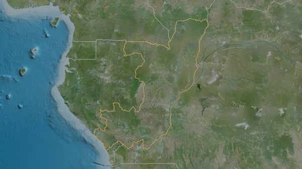 Outlined Shape Republic Congo Area Satellite Imagery Rendering — Stock Photo, Image