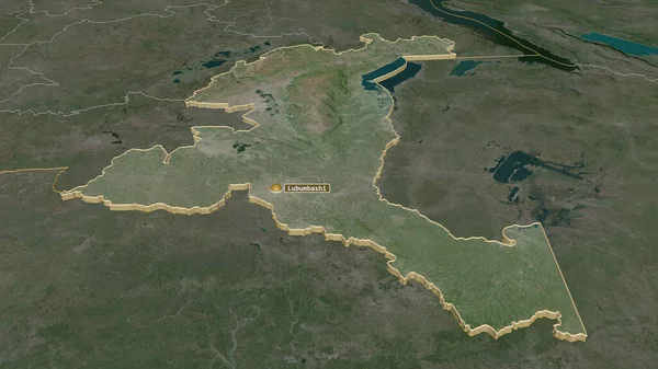 扩大对上加丹加 刚果民主共和国省 的控制 斜的角度 卫星图像 3D渲染 — 图库照片