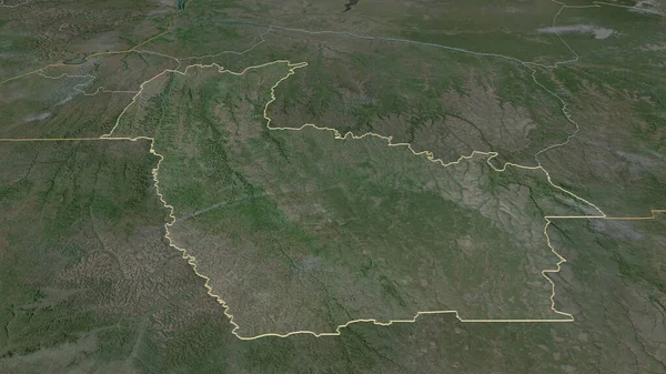 Kongo Demokratik Cumhuriyeti 'nin Kwango iline yakınlaş. Belirsiz bir bakış açısı. Uydu görüntüleri. 3B görüntüleme
