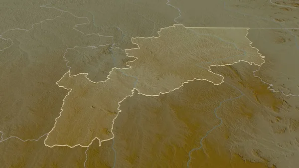 ロマミ コンゴ民主共和国の州 にズームアウト概要 嘘の見方だ 地表水と地形救援マップ 3Dレンダリング — ストック写真