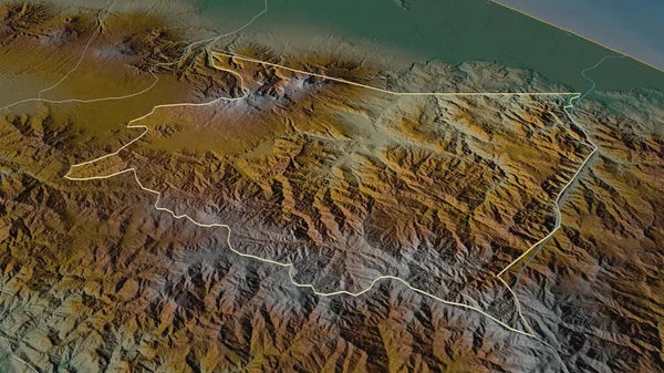 カルタゴ コスタリカ州 のズームアウト概要します 嘘の見方だ 地表水と地形救援マップ 3Dレンダリング — ストック写真