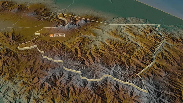 Zoom Cartago Provincia Costa Rica Estruso Prospettiva Obliqua Mappa Topografica — Foto Stock