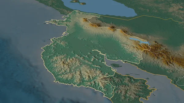 Zoom Auf Guanacaste Provinz Costa Rica Umrissen Schräge Perspektive Topographische — Stockfoto