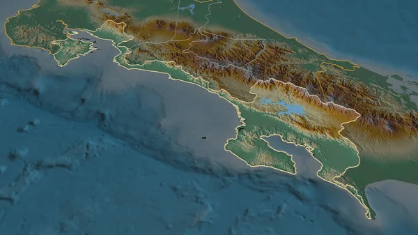 Zoom Auf Puntarenas Provinz Costa Rica Umrissen Schräge Perspektive Topographische — Stockfoto