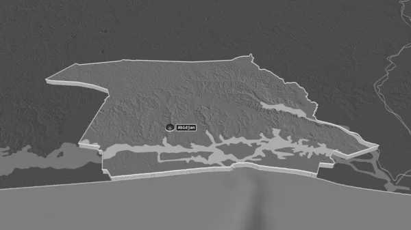 Ampliar Abiyán Distrito Autónomo Costa Marfil Extruido Perspectiva Oblicua Mapa — Foto de Stock